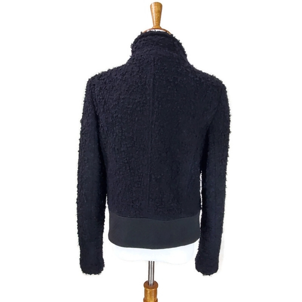 Black Boucle Moto Jacket, Banana Republic, 10, Womens, Funnel Neck, Wool Blend - Picture 7 of 12